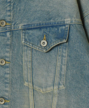 DENIM TRUCKER JACKET : RIPPED & FLANNEL LINED