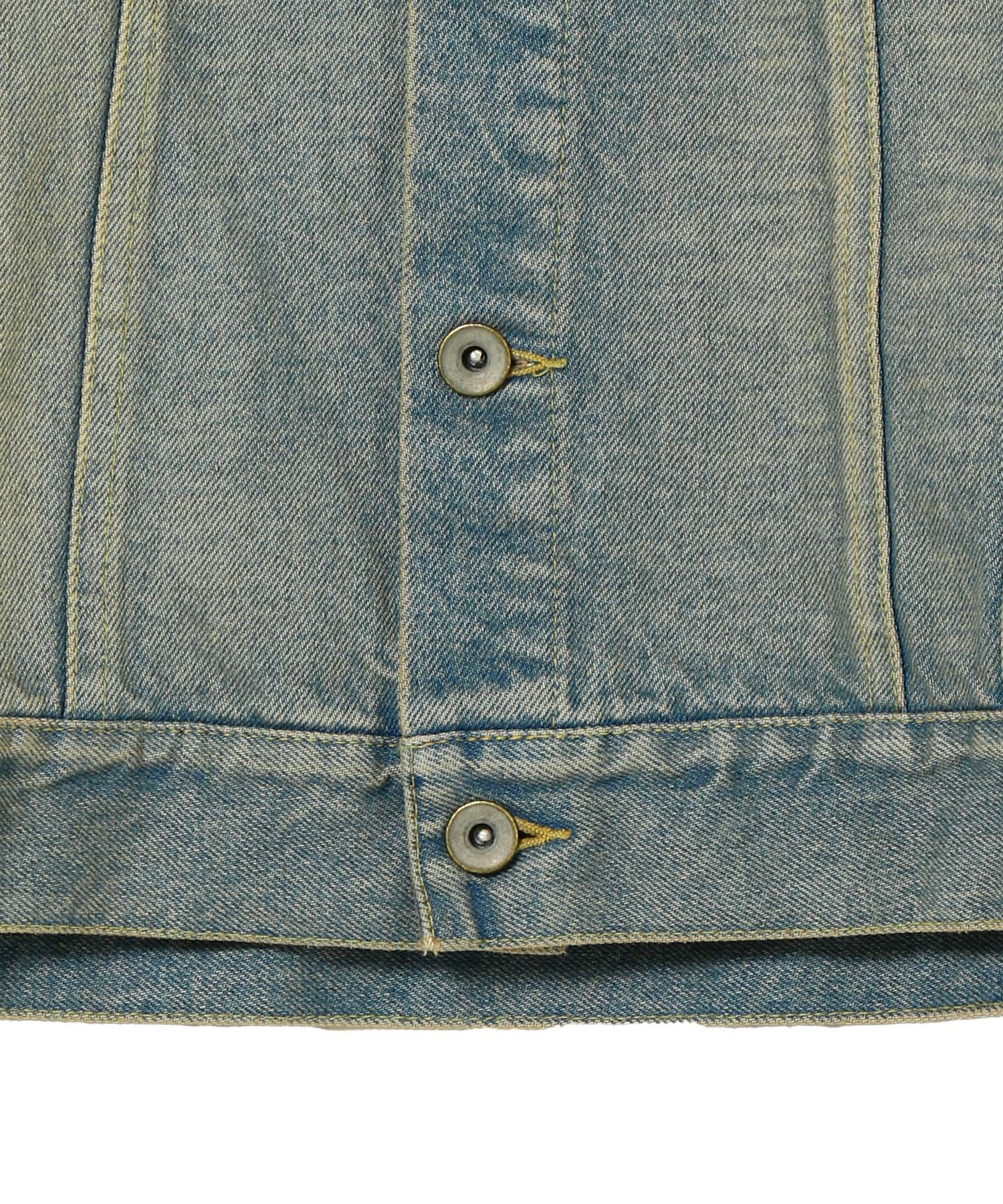 DENIM TRUCKER JACKET : RIPPED & FLANNEL LINED