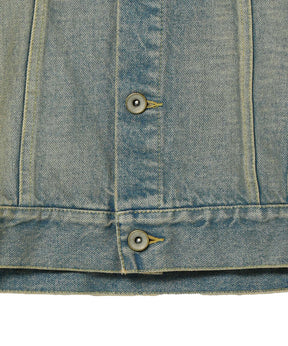 DENIM TRUCKER JACKET : RIPPED & FLANNEL LINED
