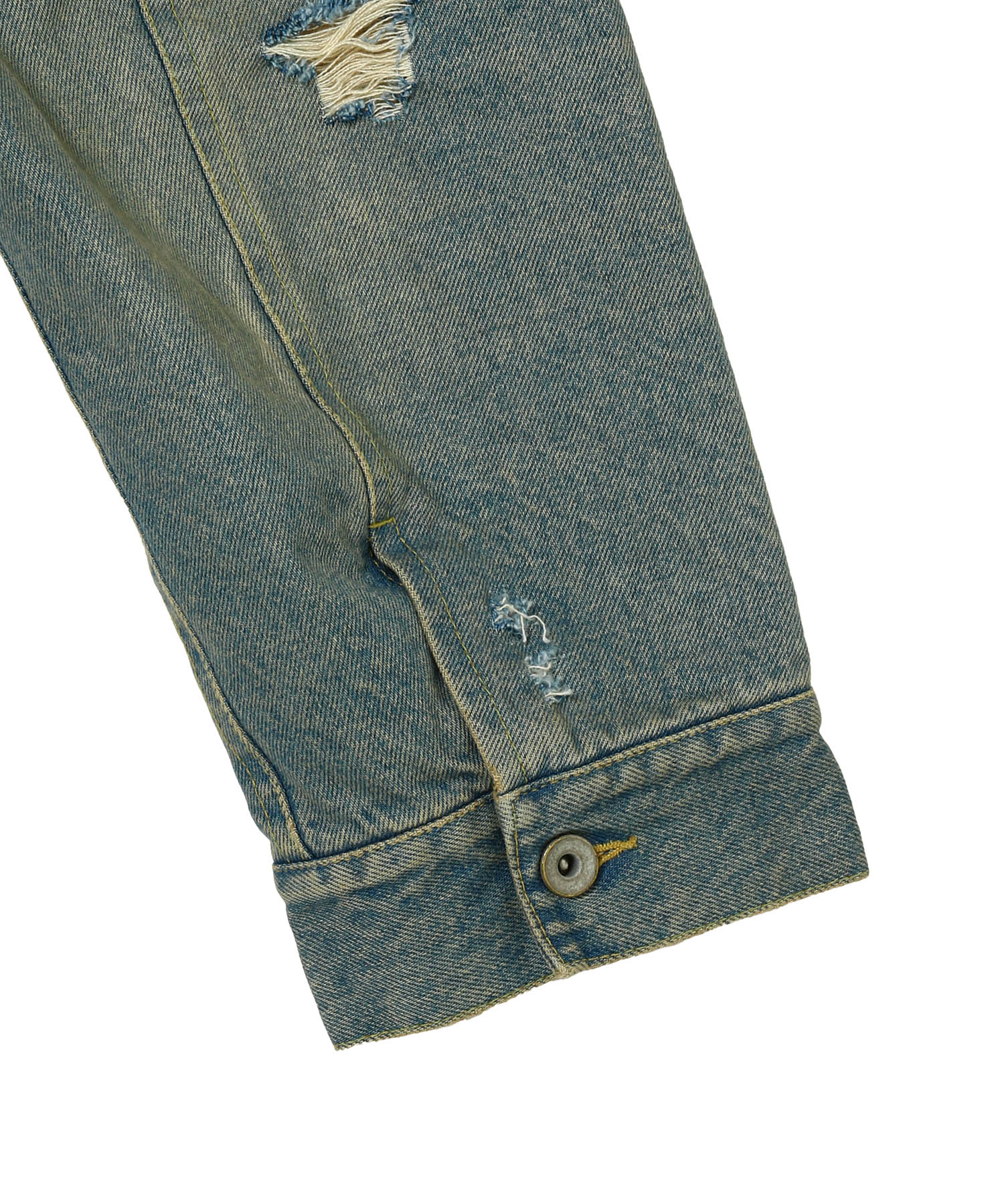 DENIM TRUCKER JACKET : RIPPED & FLANNEL LINED