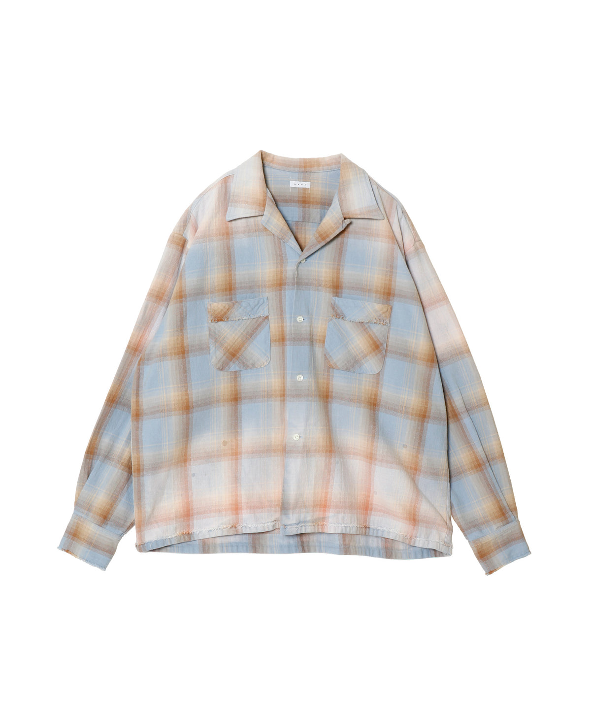 COTTON FLANNEL PLAID OPEN COLLAR SHIRT : DISTRESSED