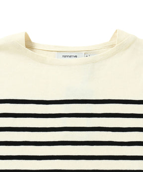 DWELLER BOAT NECK S/S TEE COTTON JERSEY BORDER