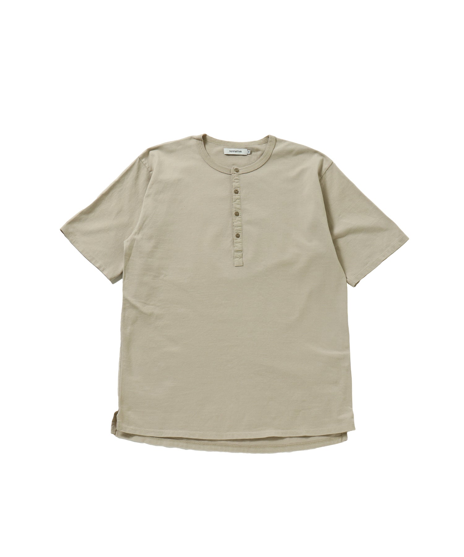 DWELLER S/S HENLEY NECK TEE COTTON JERSEY OVERDYED