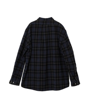 WORKER ZIP SHIRT COTTON FLANNEL OMBRE CHECK