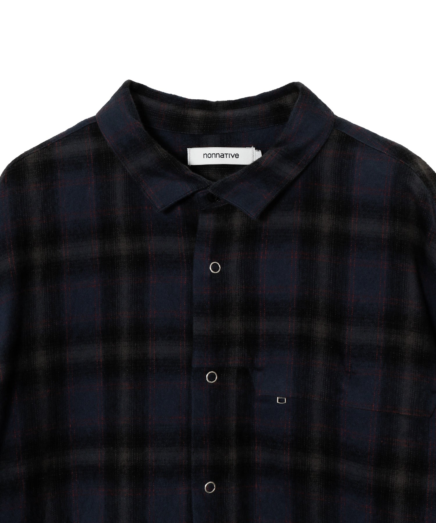 WORKER ZIP SHIRT COTTON FLANNEL OMBRE CHECK