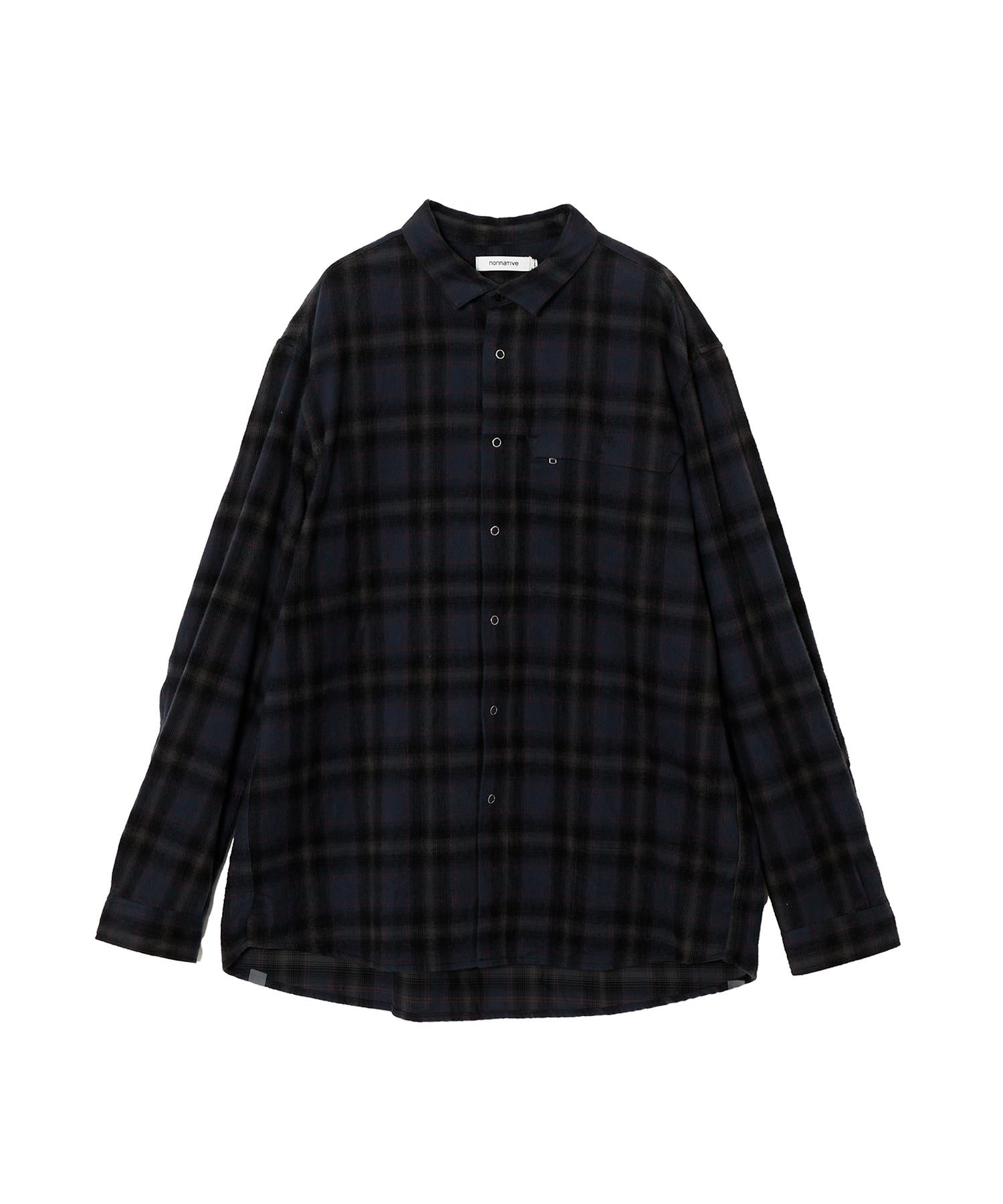 WORKER ZIP SHIRT COTTON FLANNEL OMBRE CHECK - nonnative (ノン