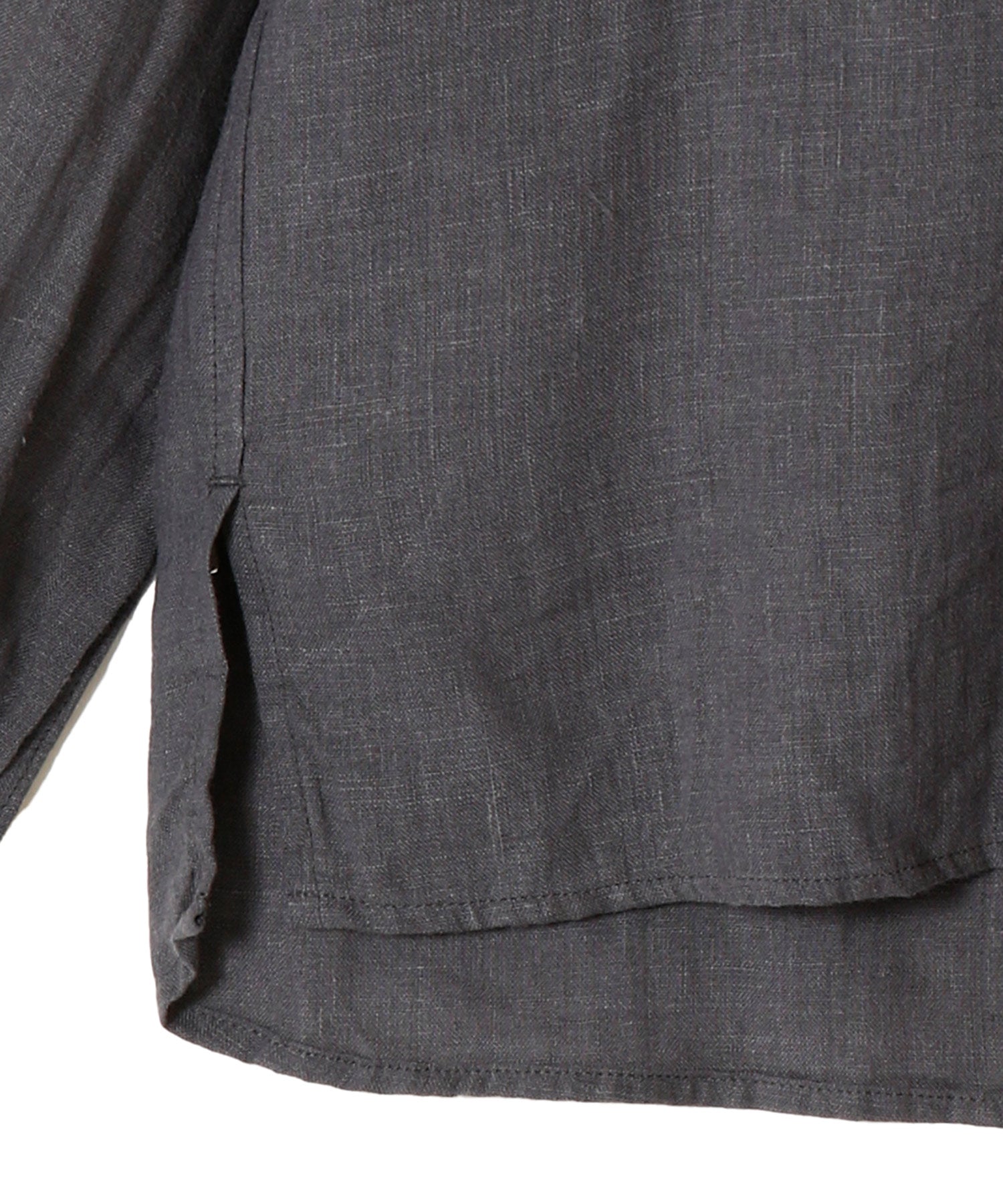 OFFICER STAND COLLAR L/S SHIRT LINEN CANVAS