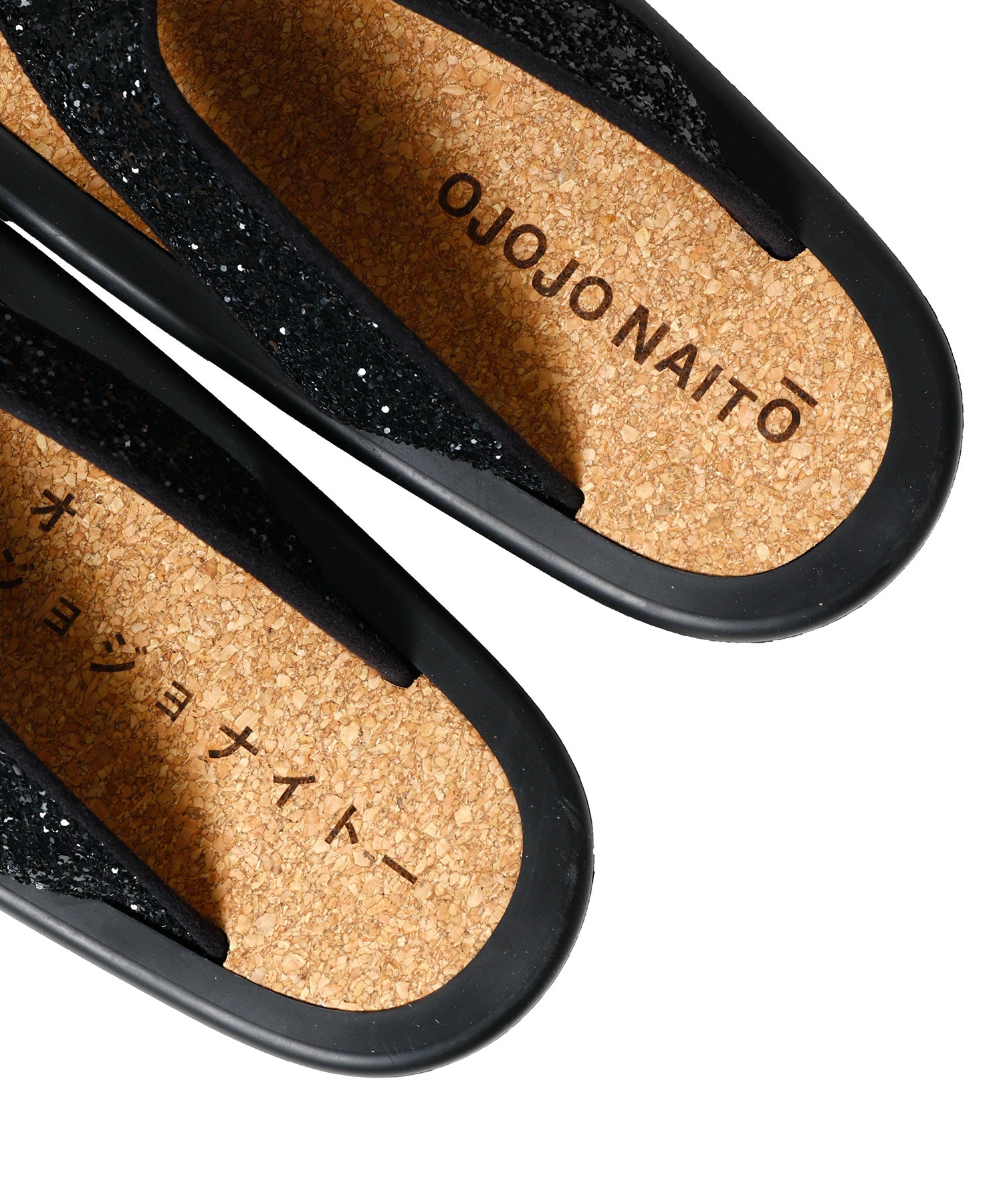 OJOJO 01 / GLITTER BLACK / CORK_LOGO