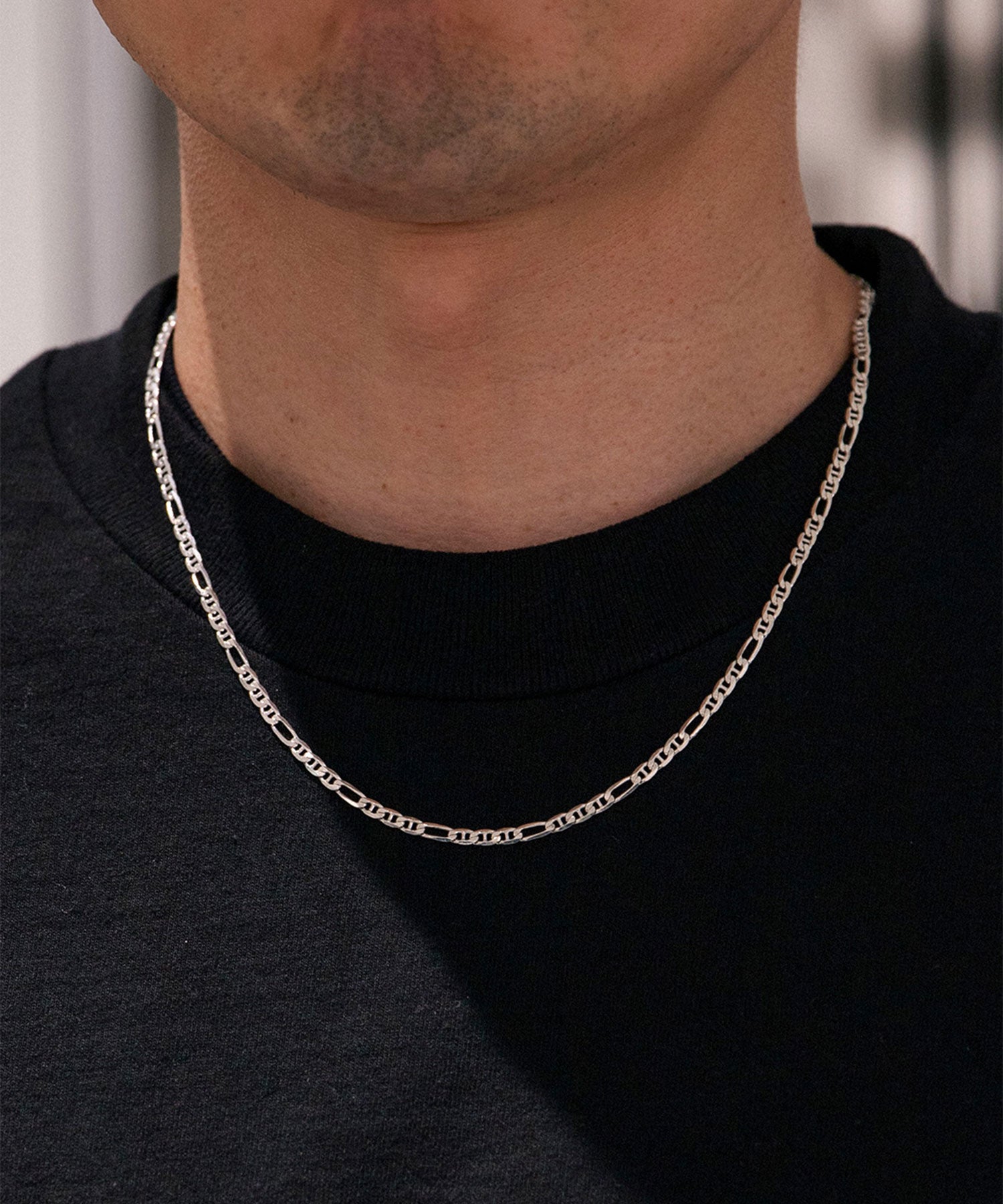 Stud Link Figaro Narrow Chain