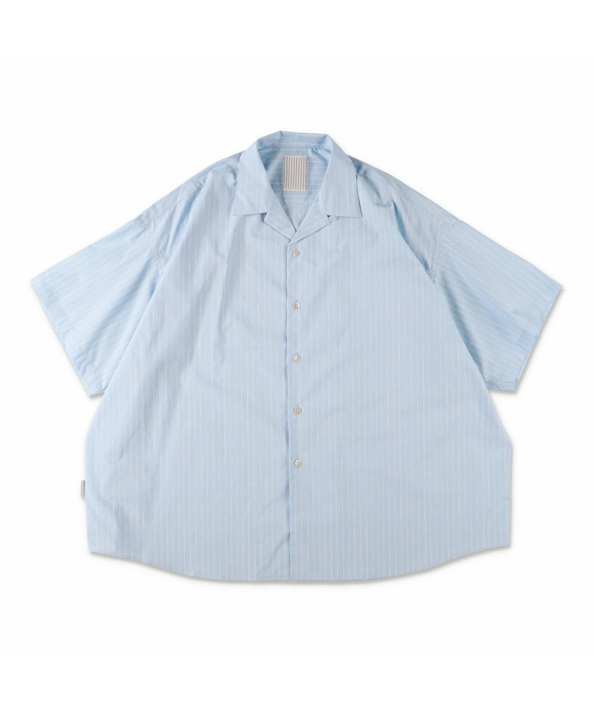 COTTON STRIPE OPEN COLLAR SS SHIRT