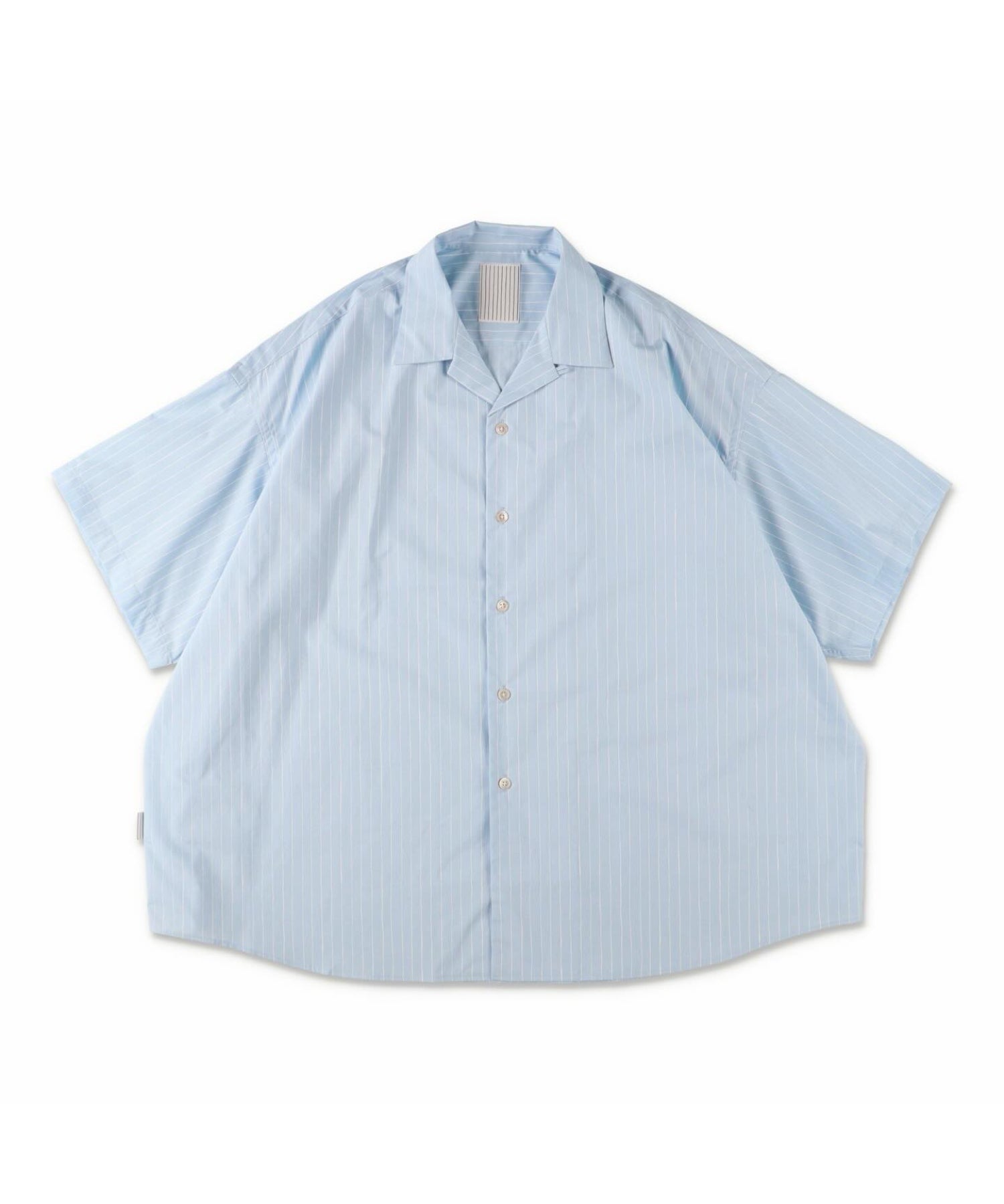 COTTON STRIPE OPEN COLLAR SS SHIRT
