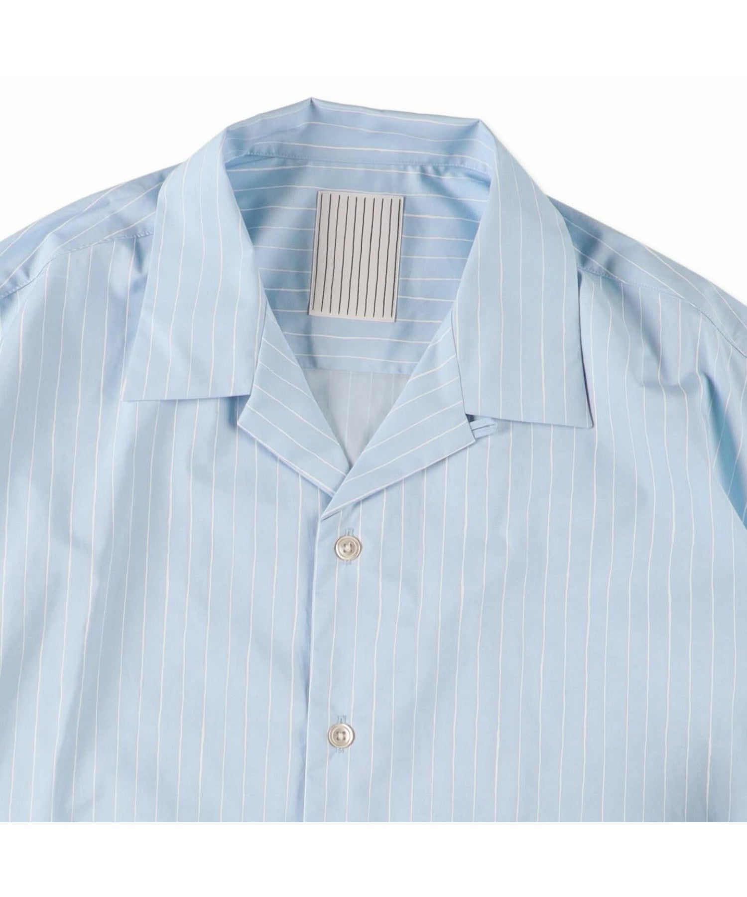 COTTON STRIPE OPEN COLLAR SS SHIRT