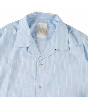 COTTON STRIPE OPEN COLLAR SS SHIRT