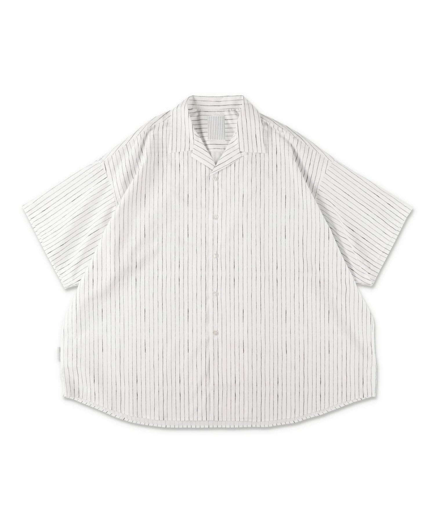 COTTON STRIPE OPEN COLLAR SS SHIRT