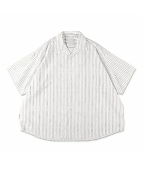 COTTON STRIPE OPEN COLLAR SS SHIRT