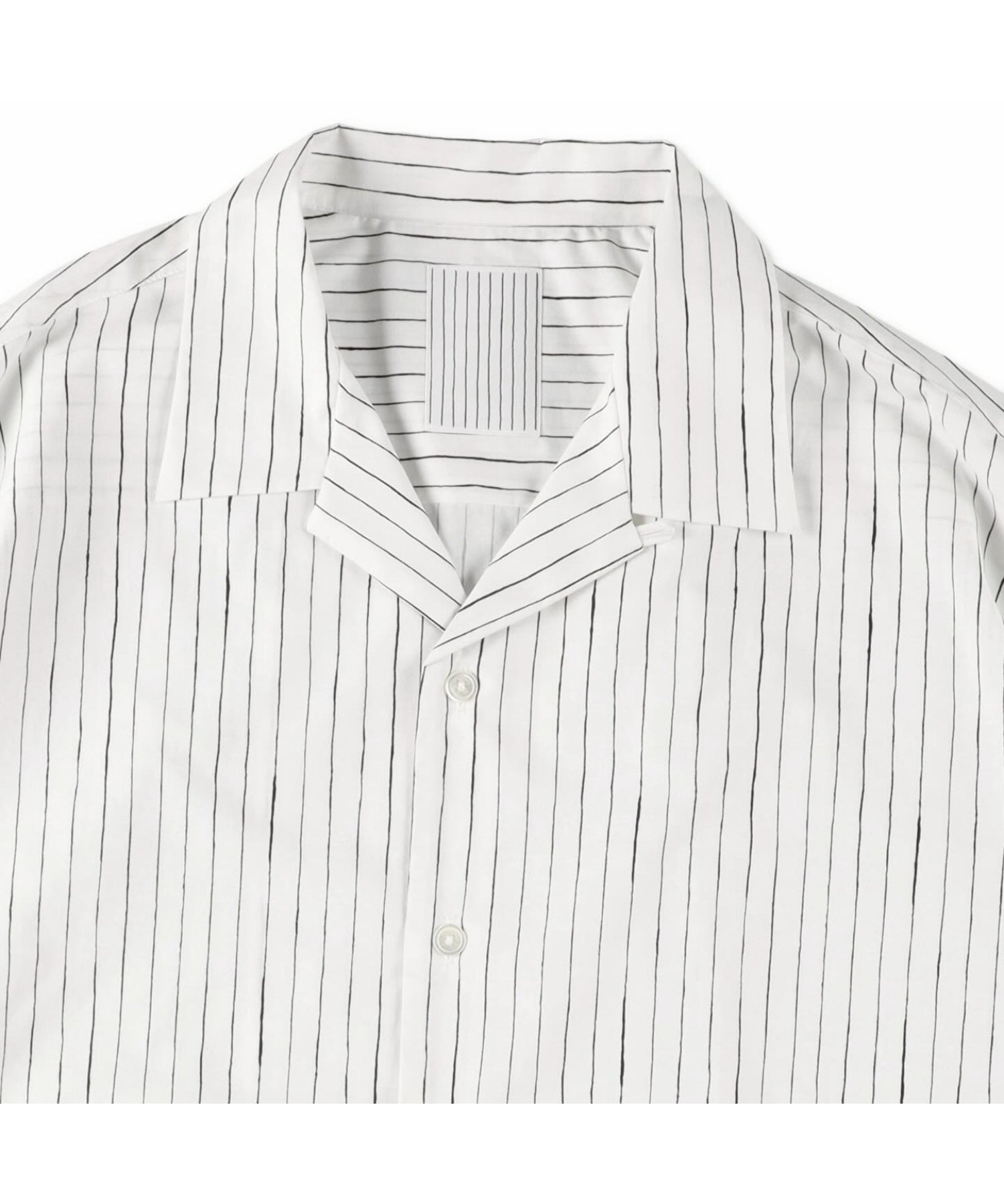 COTTON STRIPE OPEN COLLAR SS SHIRT