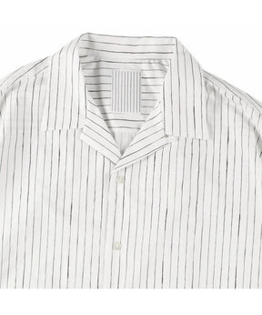 COTTON STRIPE OPEN COLLAR SS SHIRT
