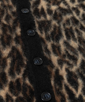 KNIT CARDIGAN / LEOPARD / BLACK
