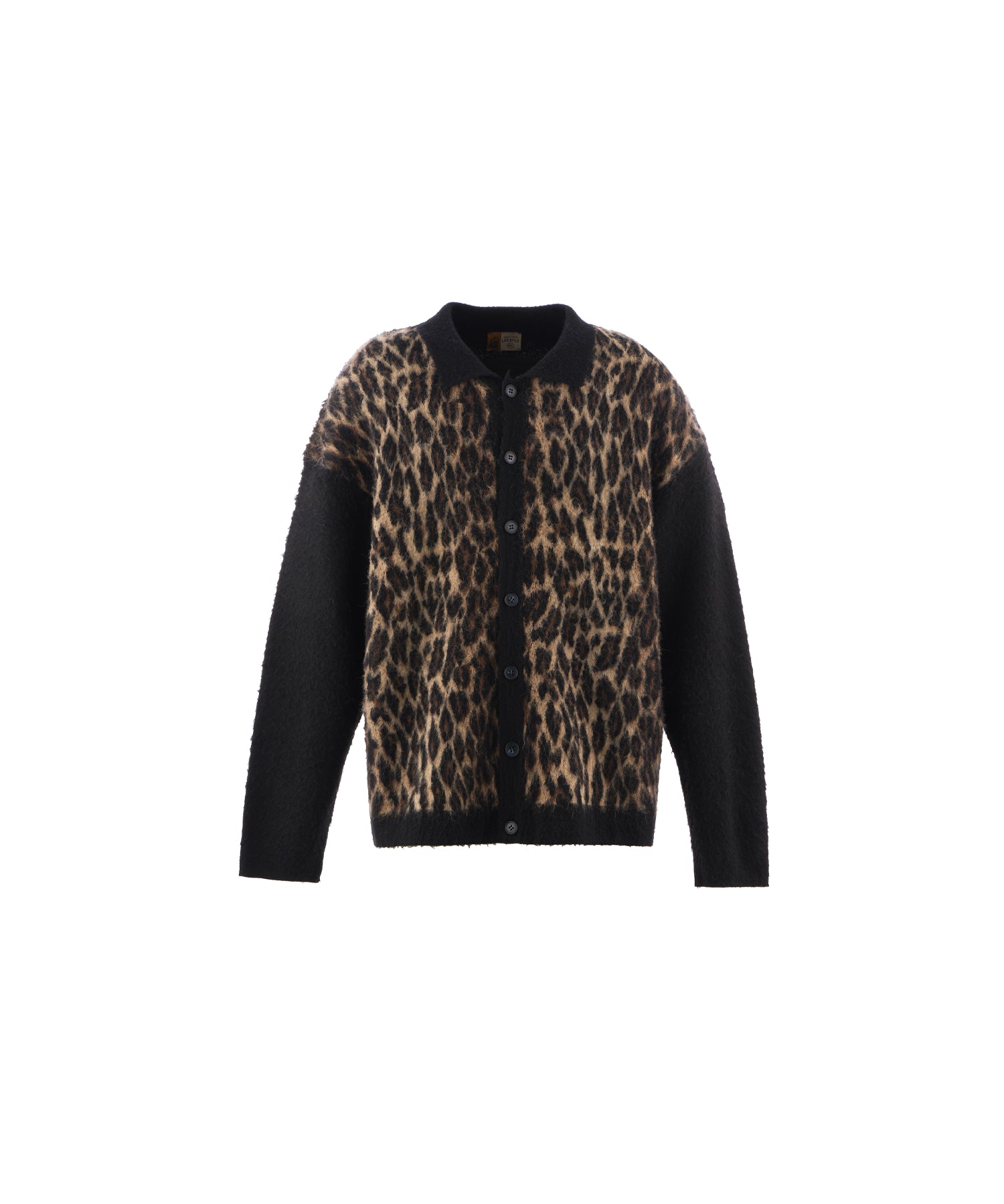KNIT CARDIGAN / LEOPARD / BLACK