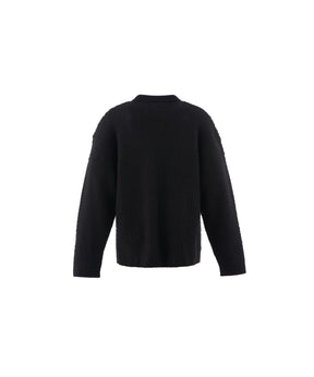 KNIT CARDIGAN / LEOPARD / BLACK