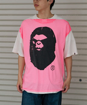 BAPE_SS TEE / HANDPRINT / WHT＋PNK
