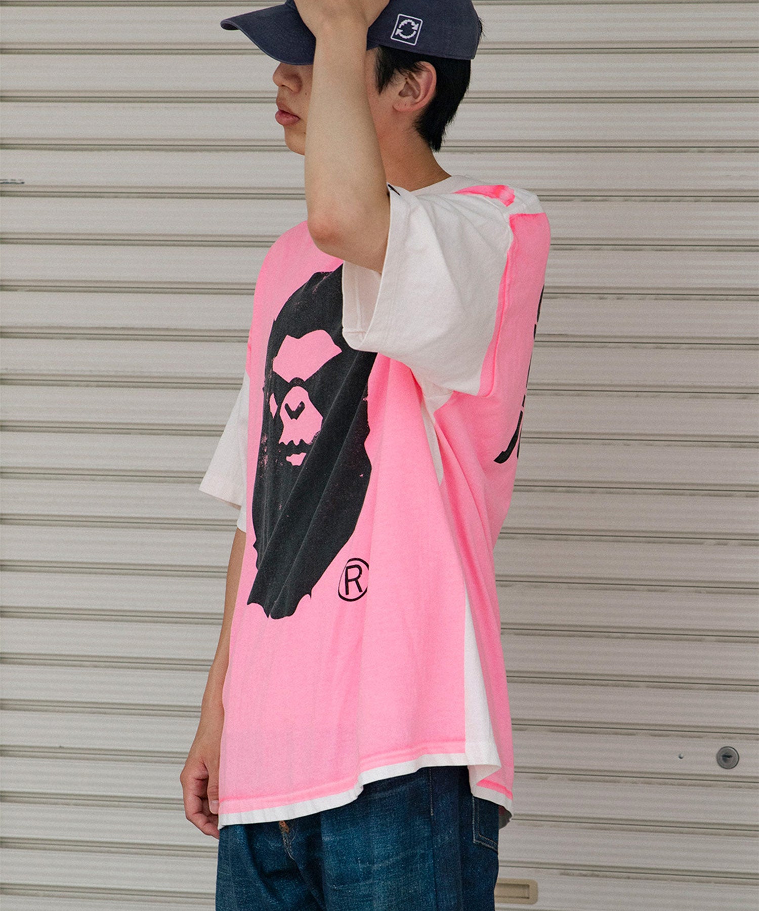 BAPE_SS TEE / HANDPRINT / WHT＋PNK