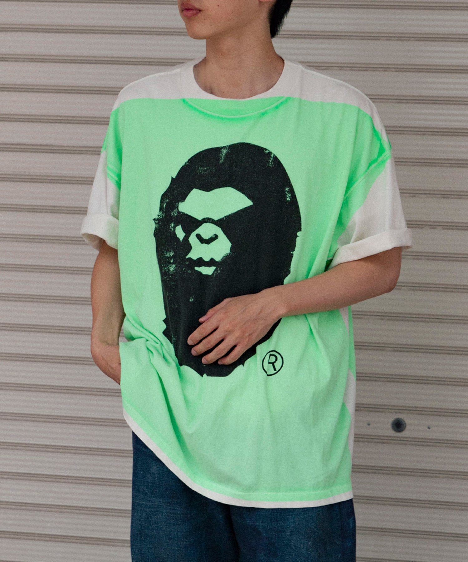 BAPE_SS TEE / HANDPRINT / WHT＋GRN