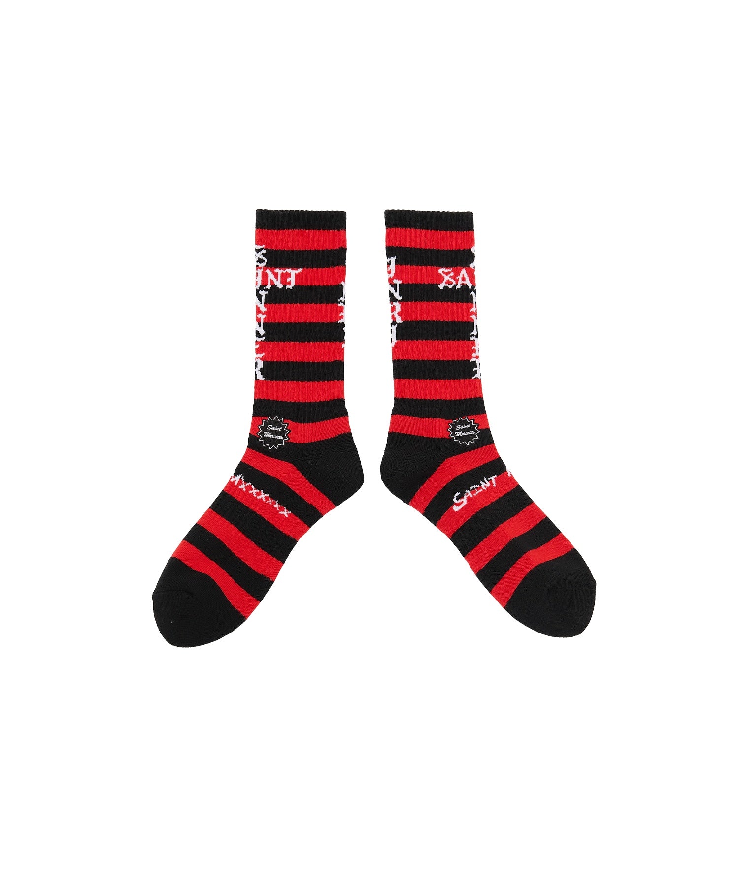 SOCKS/BORDER/BLACK+RED