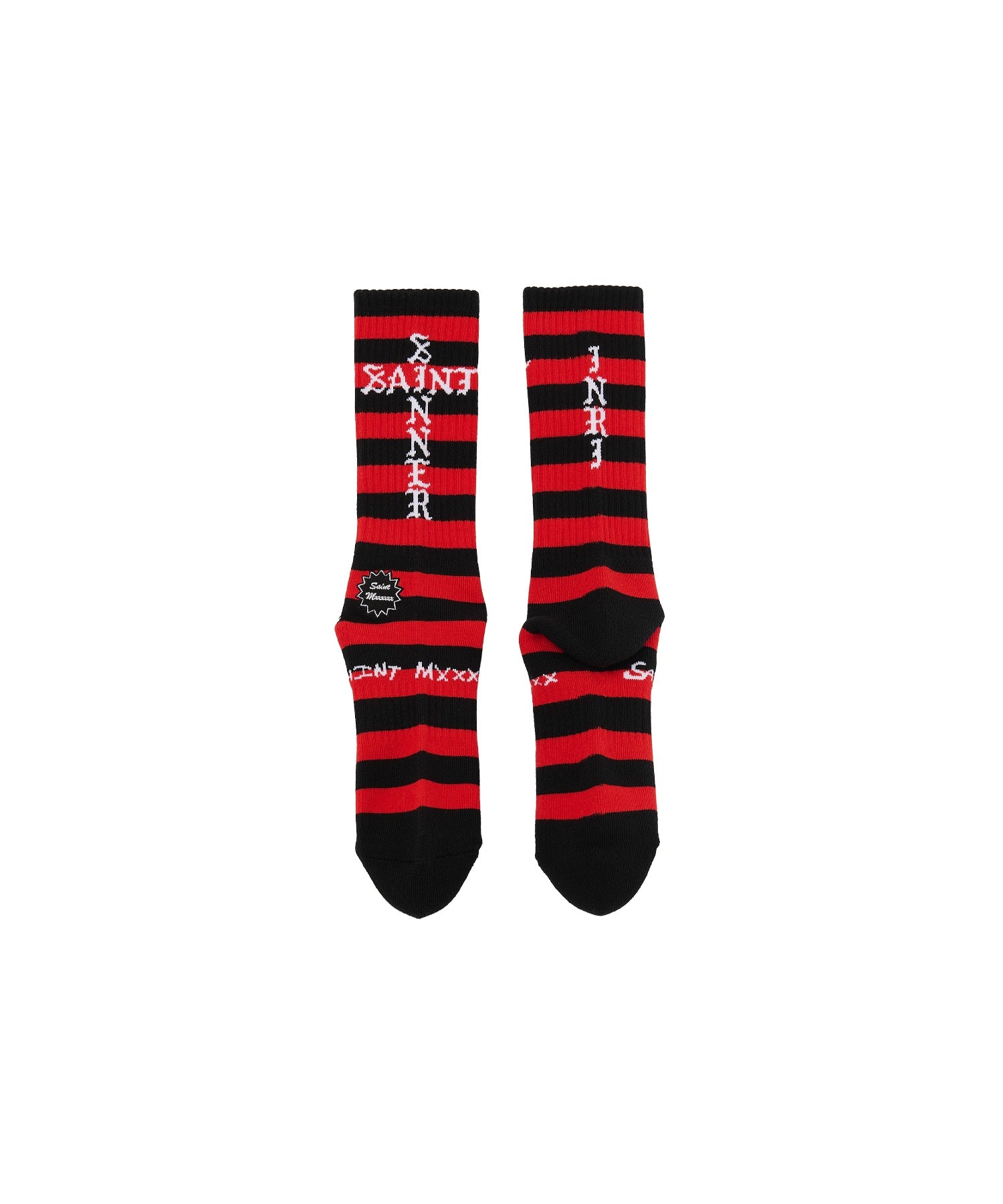 SOCKS/BORDER/BLACK+RED