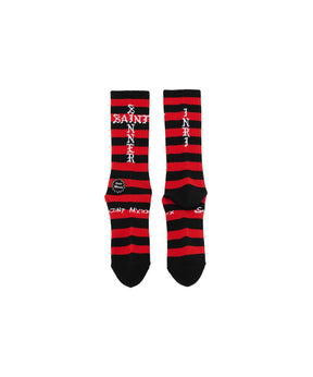 SOCKS/BORDER/BLACK+RED