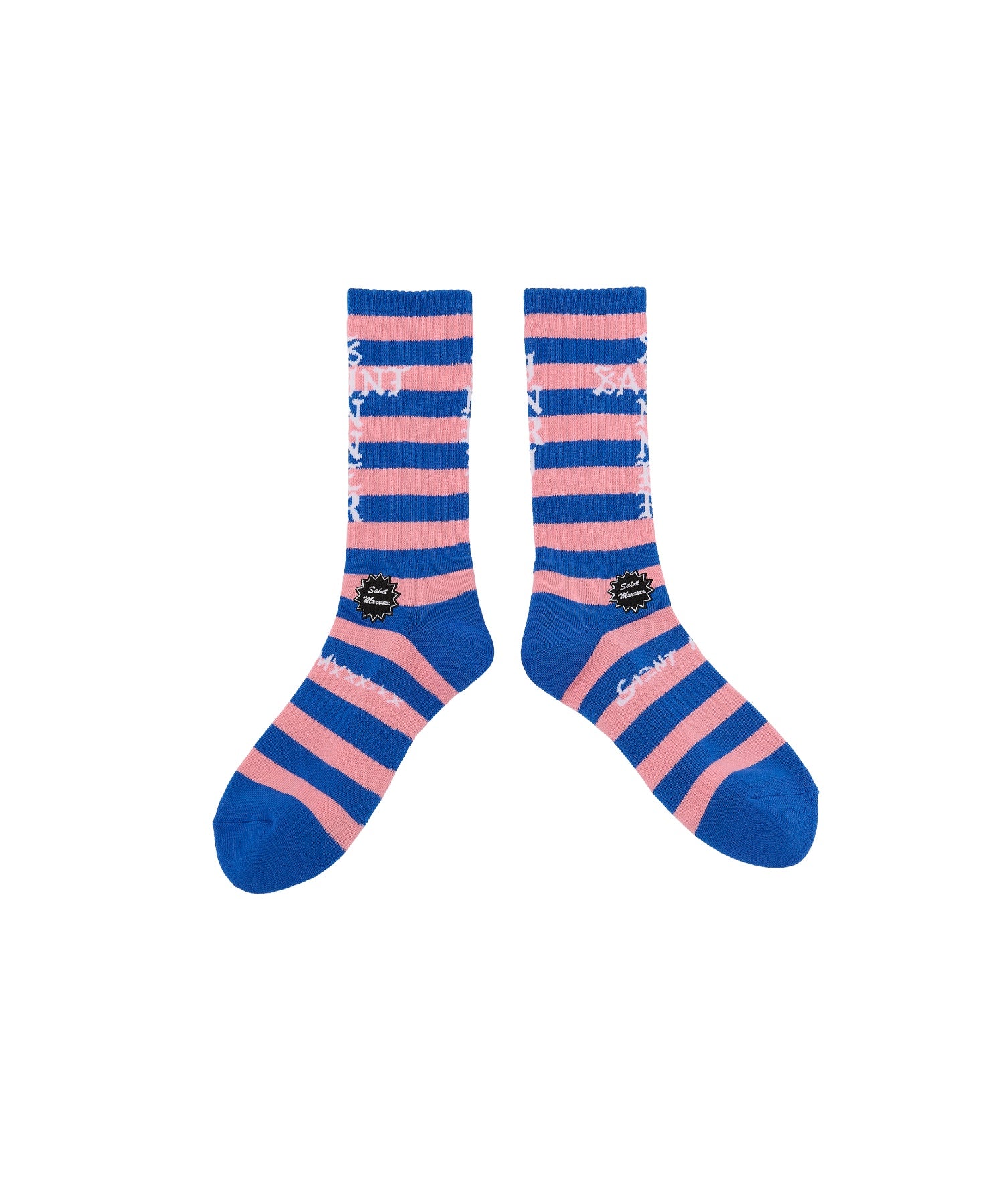 SOCKS/BORDER/BLUE+PINK