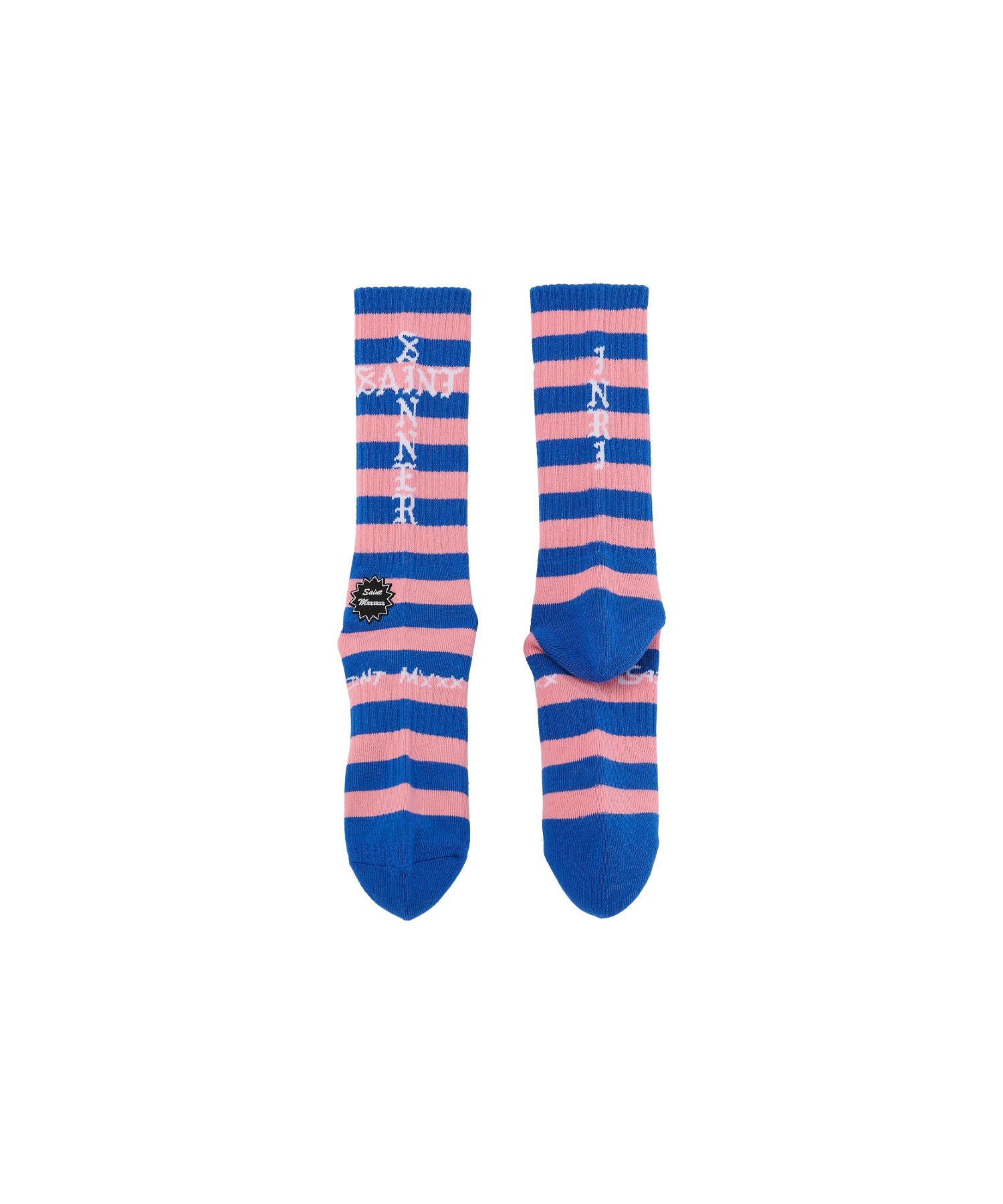 SOCKS/BORDER/BLUE+PINK