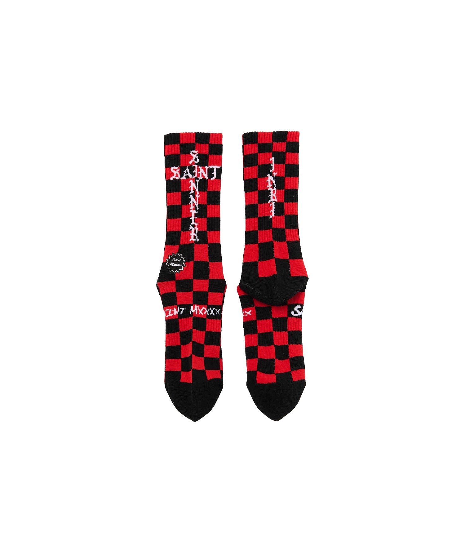 SOCKS/CHECK/BLACK+RED
