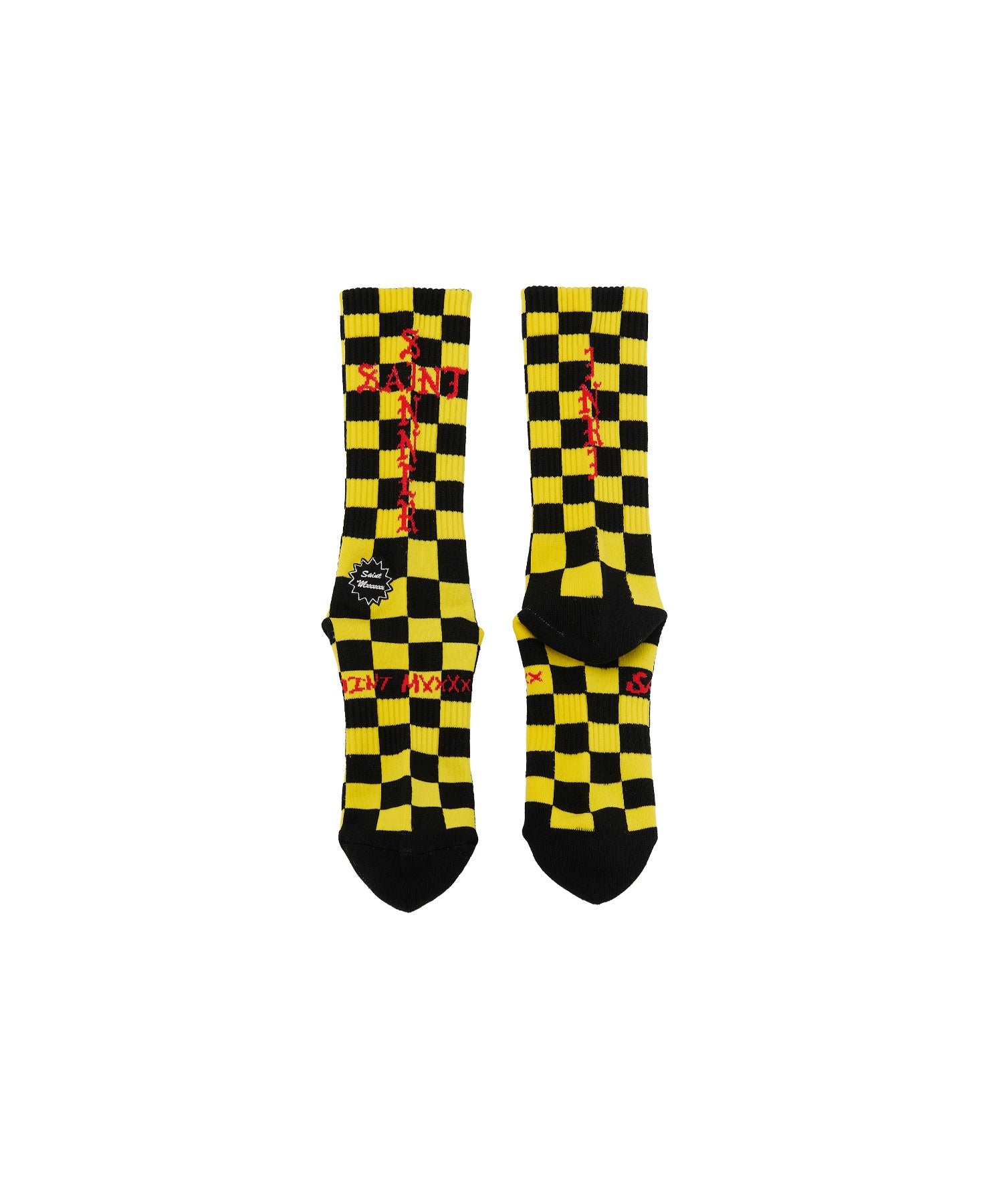 SOCKS/CHECK/BLACK+YELLOW - SAINT MXXXXXX (セントマイケル