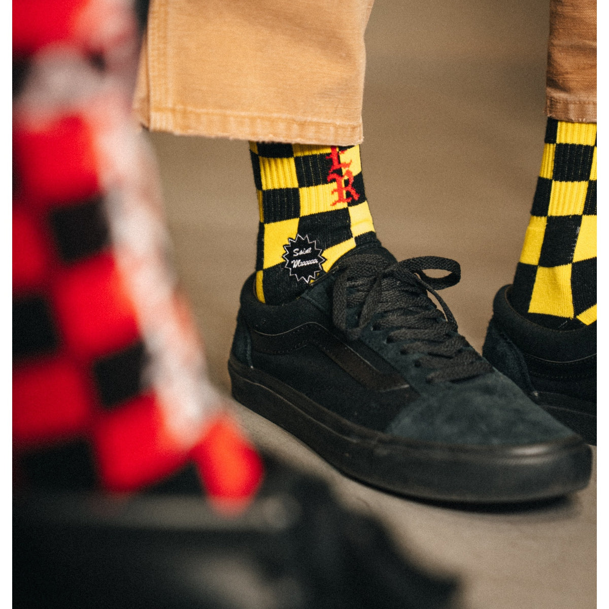 SOCKS/CHECK/BLACK+YELLOW - SAINT MXXXXXX (セントマイケル