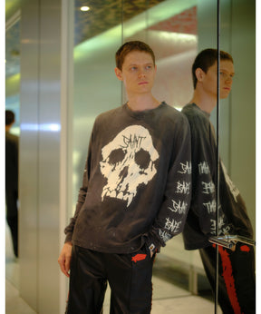 BAPE_LS T-SHIRT/SKULL/BLACK