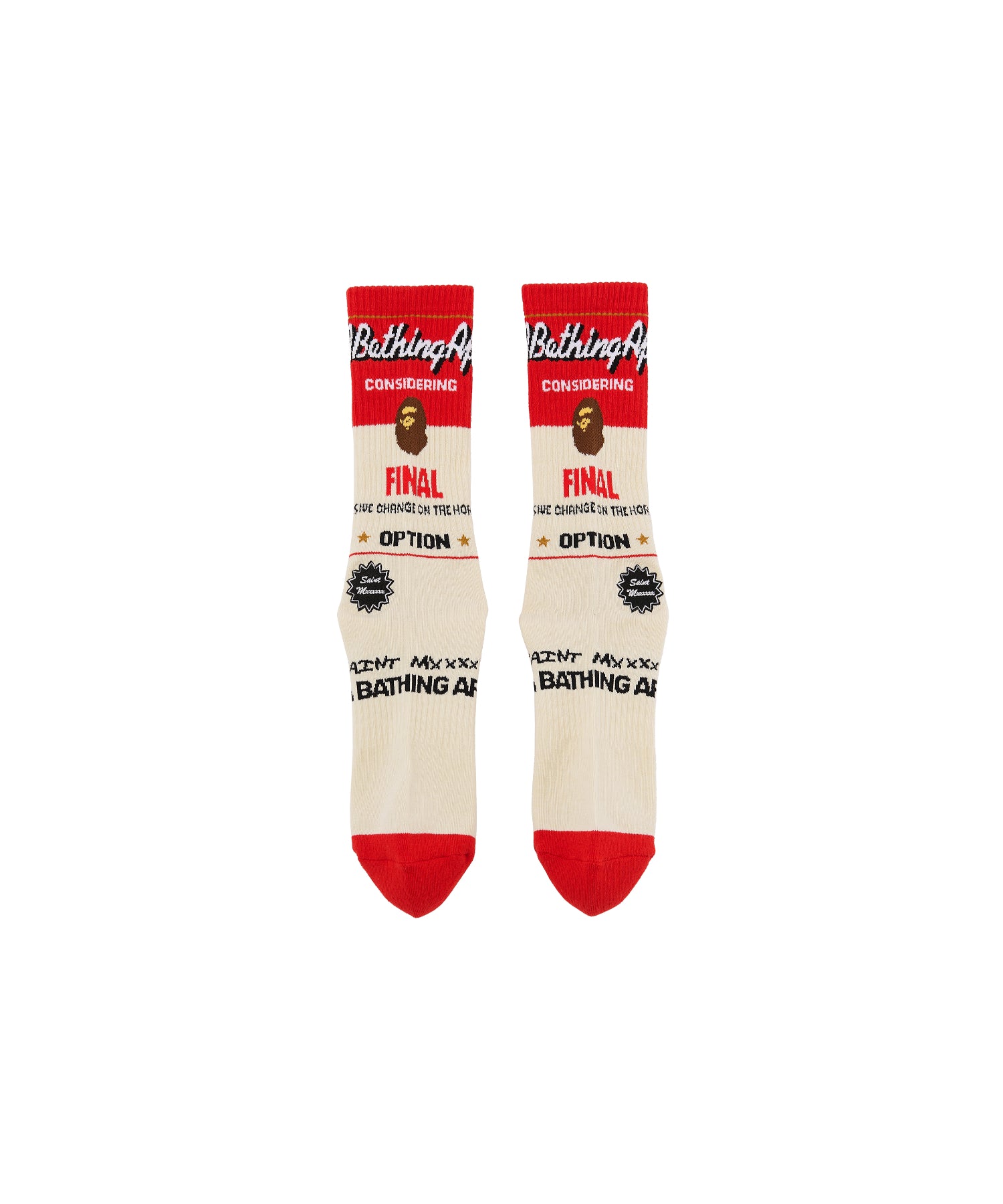BAPE_SOCKS/FINAL/ECRU+RED