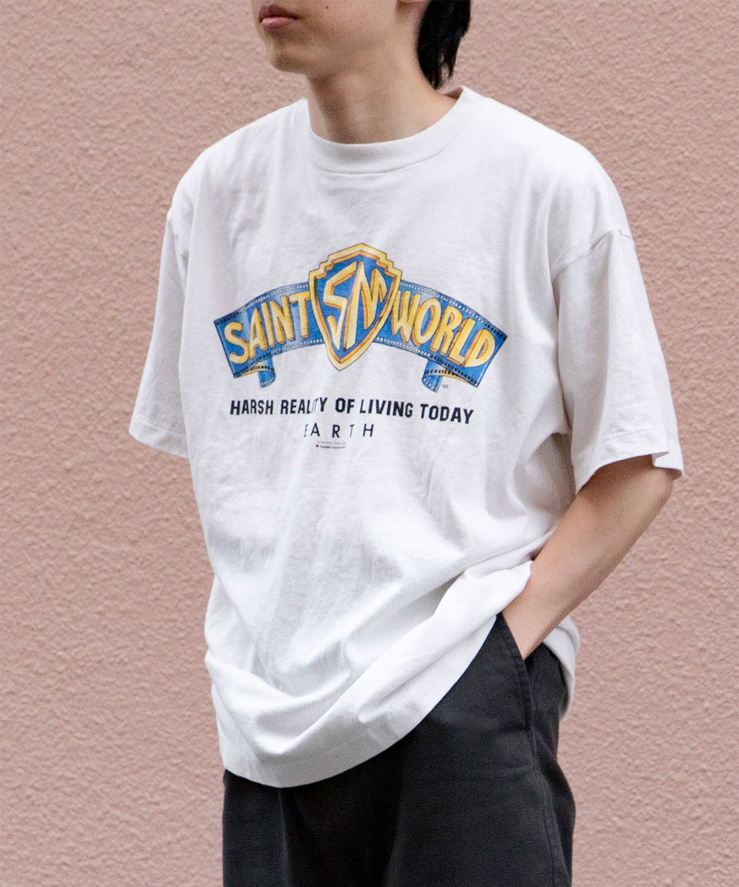 SS T-SHIRT/SAINT WORLD/WHITE