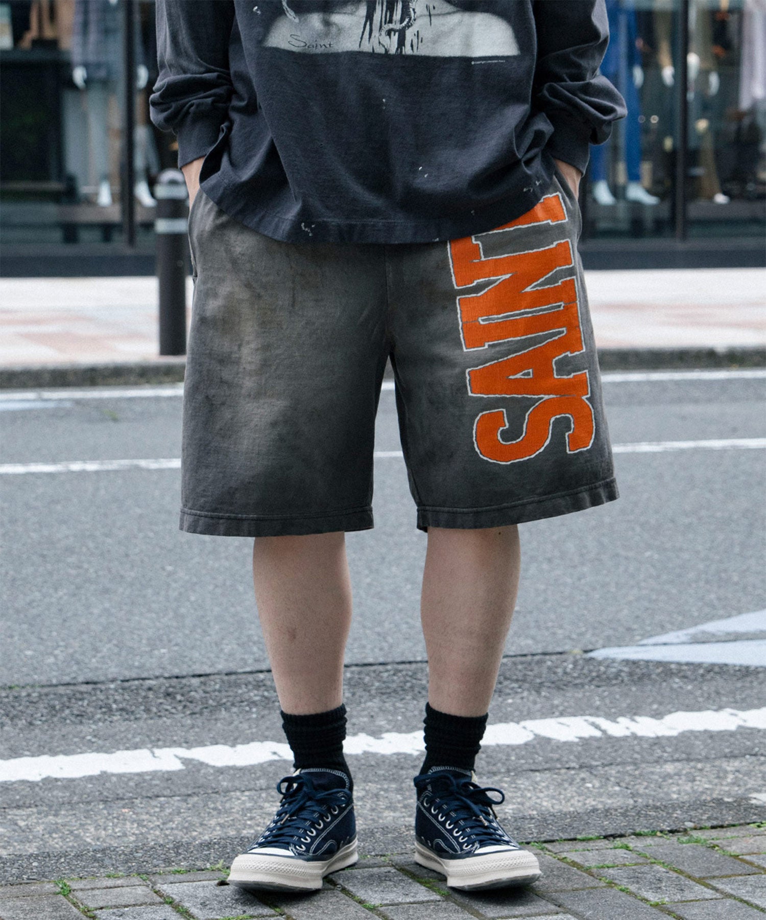 EASY SHORTS/CUT SEW/CHARCOAL