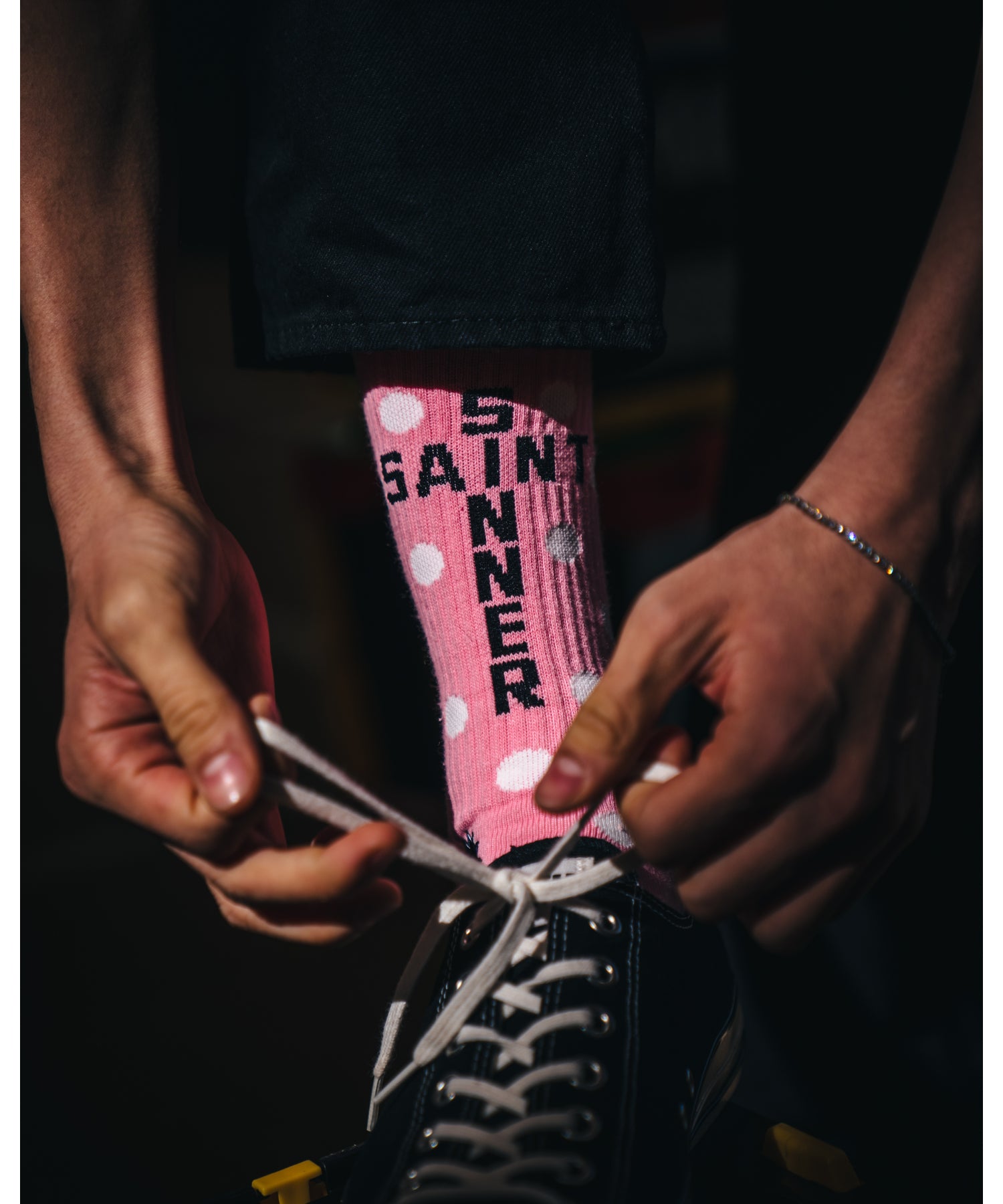 SOCKS / DOT / PINK+WHITE