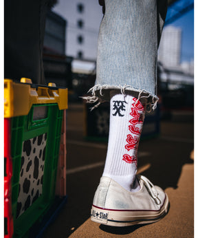 SOCKS/SAINT/WHITE+RED