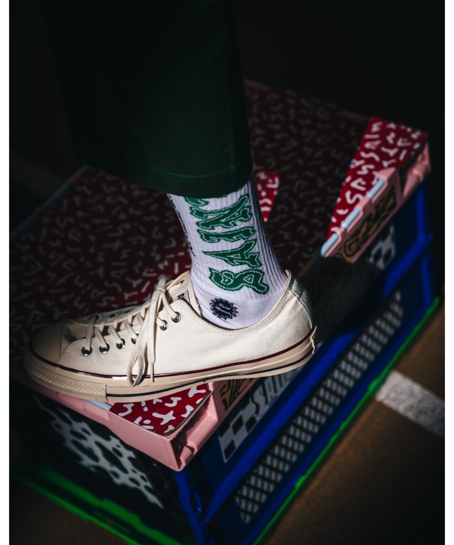 SOCKS/SAINT/WHITE+GREEN