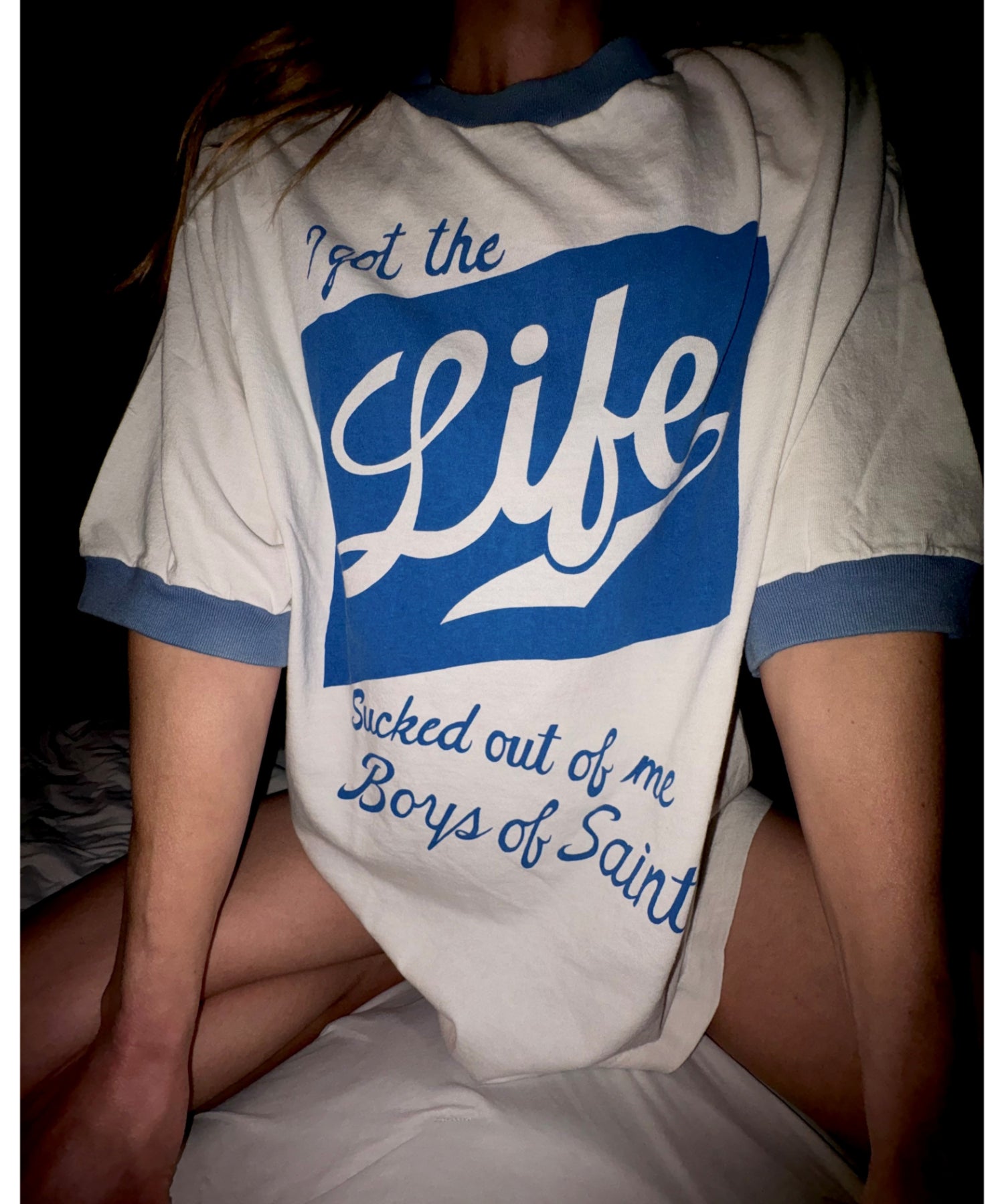 BOS_SS T-SHIRT/RINGER TEE/WHITE - SAINT MXXXXXX (セントマイケル