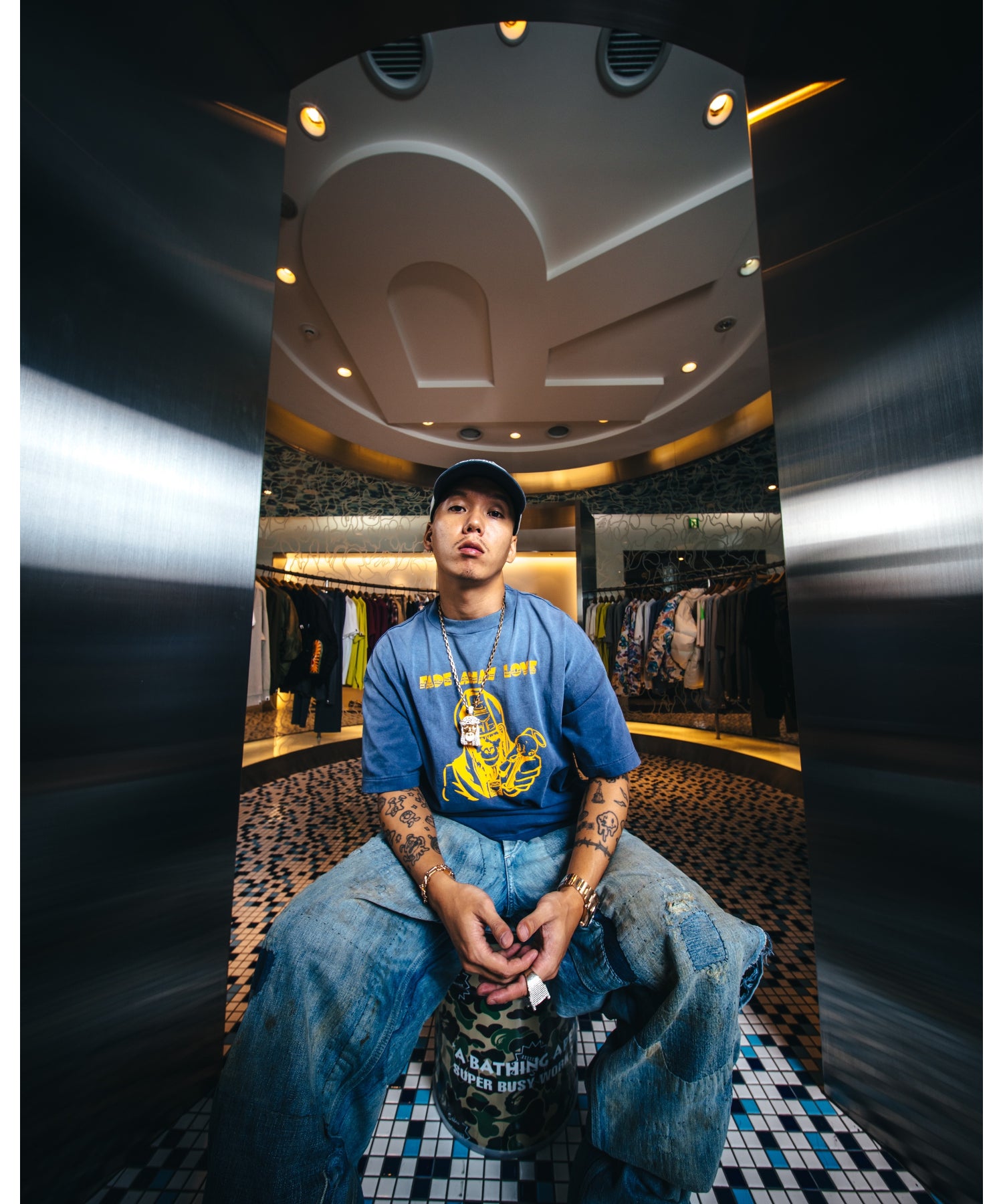 BAPE SS T-SHIRT/FADE AWAY LV/NV