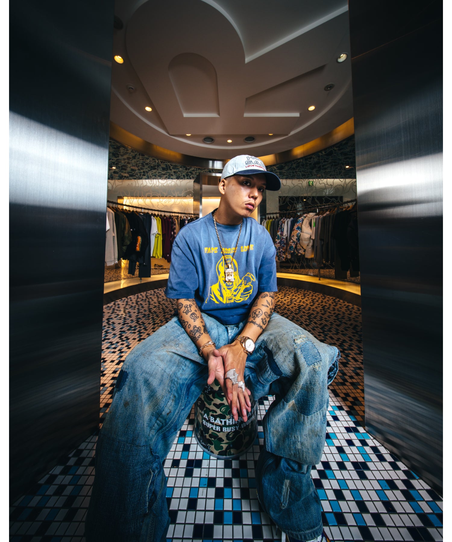 BAPE SS T-SHIRT/FADE AWAY LV/NV