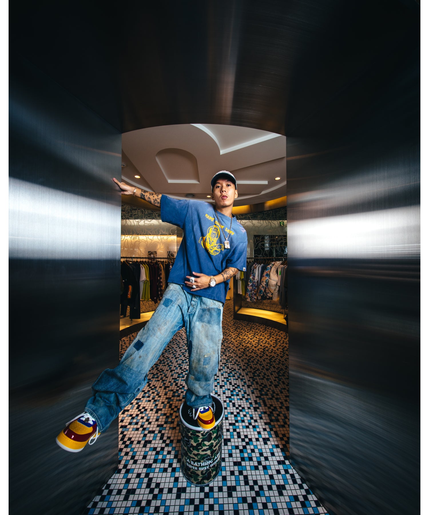 BAPE SS T-SHIRT/FADE AWAY LV/NV