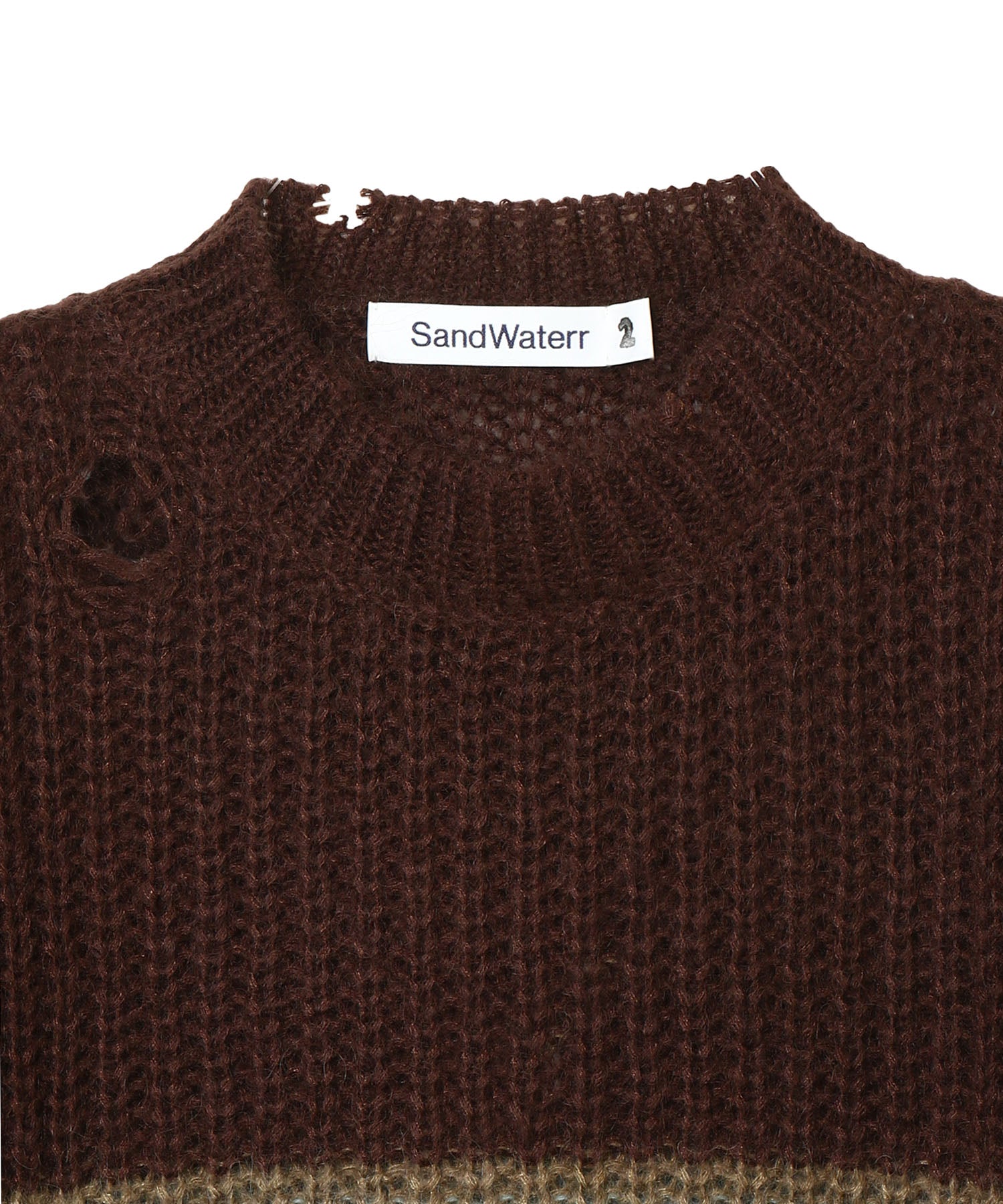 RESEARCHED BORDER SWEATER / MOHAIR MIX YARN