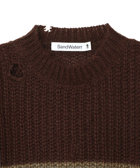 RESEARCHED BORDER SWEATER / MOHAIR MIX YARN