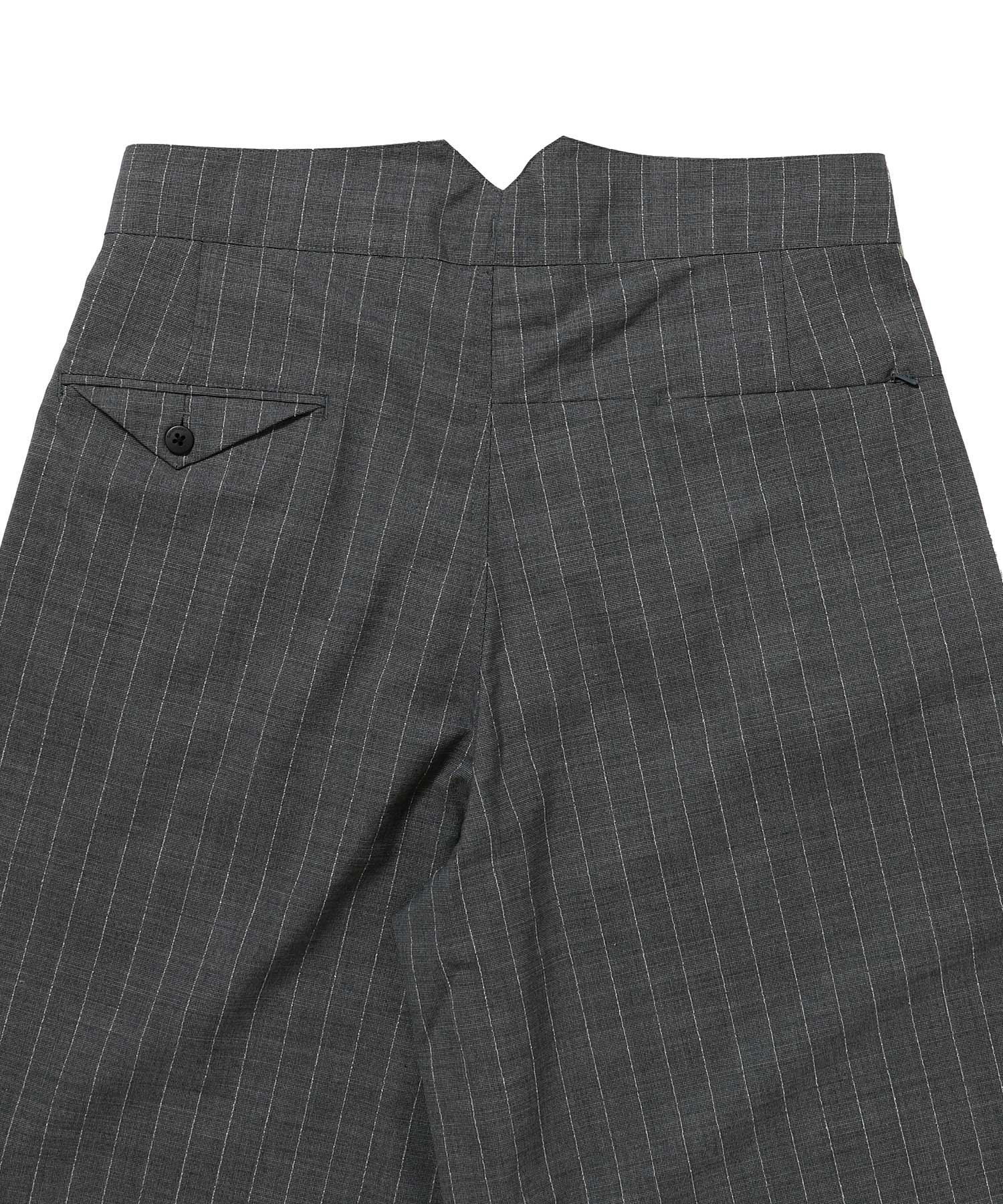 RESEARCHED 3/4 EASY SLACKS / WOOL SATIN CHALK STRIPE