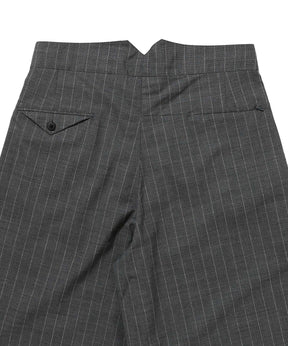 RESEARCHED 3/4 EASY SLACKS / WOOL SATIN CHALK STRIPE